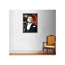 Poster Atatürk Tablosu Yüksek Kalite Tek Parça Ahşap Ceviz Eskitme Çerçeveli Çok Renkli - 815202528 Çok Renkli