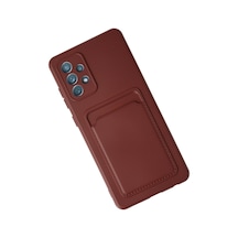 Samsung Galaxy  Uyumlu  A72 Kılıf Kelvin Kartvizitli Silikon - Bordo
