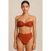 Pierre Cardin 241231 Kadın Tarçın Dolgulu Straplez Yüksek Bel Bikini Takım Çok Renkli