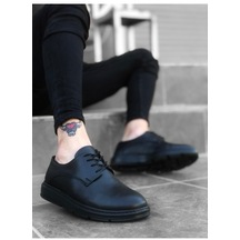 Xramburada Bağcıklı Klasik Siyah Yüksek Siyah Taban Casual Erkek Ayakkabı