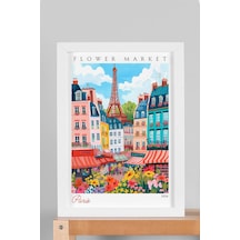 Paris Fransa Çerçeveli Tablo Seyahat Severlere Salon Ve Ofis İçin Estetik Duvar Dekoru Travel Flower Market