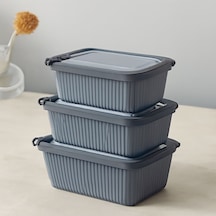 Plastik Saklama Kabı Seti - Mikrodalga Uyumlu Dikdörtgen 600/1100/1800 Ml Çok Renkli