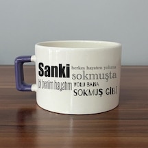 Sanki Herkes Hayatını Yoluna Sokmuşta Baskılı Mor Kulplu C Fincan