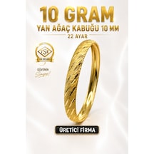 22 Ayar Tse Belgeli 10 Gram Yan Ağaç Kabuğu Ajda Bilezik 10 Mm Gold Altın Bilezik Düğün Nişan