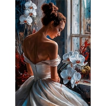 Gelin Ve Beyaz Orkideler Dekoratif Ahşap Tablo 35cm X50cm