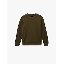 Koton Regular Fit Uzun Kollu Bisiklet Yaka Baskılı Sweatshirt Haki 6wam70200mk Haki