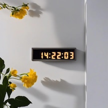 Saniyeli Dijital Led Duvar Ve Masa Saati - Sarı Kasa Ölçüsü: 7x26 Cm