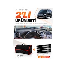 E-biz Mercedes Viano W639 2003-2014 Uyumlu Torpido Örtüsü + Tay Tüyü Çanta - Siyah-kırmızı - Mb022