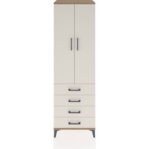Hyperion Dolap Tek Raflı 4 Çekmeceli Tek Askılı 60x44x195 Çam... Çam