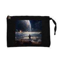 Space Museum Siyah Clutch Astarlı Cüzdan / El Çantası