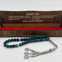Azurit Taşlı Erkek Tesbih, Özel Kutu Hediyelik Tesbih, Gri Renk Püsküllü Şık Erkek Tesbihi Tb23 29647911