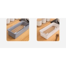 Gri Drenaj Bölme Çubuklarını Saklama Kutusu Dayanıklı Anti-kirli Toz Geçirmez Kaşık Çatal Kaşık Kabı