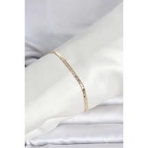 Ceylan Adam Cm 14k Gold Renk Yassı Ezme Zincir Model Kadın Bileklik Çok Renkli