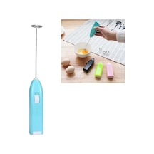 Pazly Mini Paslanmaz Çelik Elektrikli Yumurta Kahve Çırpıcı Mavi Küçük Tasarım, 1 Adet Mavi