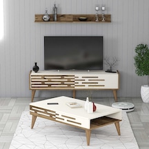 Variant Valensiya 140cm Tv Ünitesi Ve Orta Sehpa Takımı - Ceviz / Krem