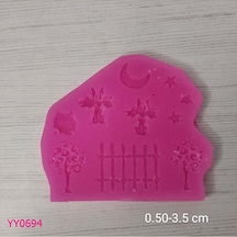 Yy0694 Kedili Ağaçlı Yıldızlı Çoklu Model Silikon Kalıp