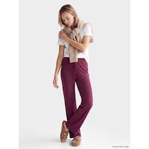 Lcw Dream Bordo Beli Lastikli Geniş Paça Kadın Pijama Altı
