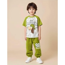 My Kids Wear Renkli Desenli Çocuk Alt Üst Takım Haki