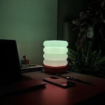 Zen Dalga Rgb Masa Lambası Wifi Akıllı Gece Lambası, Sesli Komut, 16 Milyon Renk E27 Led, Akıllı Ampul Dahil, Yatak Odası Salon Dekoratif Ambiyans Aydınlatma .