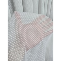 Çizgili Gold Simli Tül Perde Ekru 1 E 3 Pileli Et4020gold