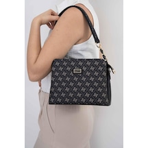 Silver Polo Sp937 Kadın Omuz Çantası Monogram Füme-siyah