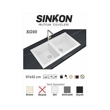 Sinkon Beyaz Granit Eviye 97 x 52 / Çift Gözlü - Sg90 - Sinkon