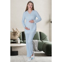 Lohusasepeti 1517 Dantelli Sabahlıklı Lohusa Pijama Takımı 001