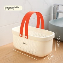 Geeroyoo Küçük Boy 21.5 14.5 15.5 Turuncu-beyaz Plastik Banyo Sepeti - Sıvı Akışlı Tasarım, Taşınabilir, Tuvalet Malzemeleri Ve Kozmetikleri Saklamak İçin Diğer