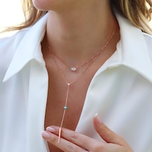 Göz Trend Rose Gold Kaplama Gümüş Kolye Gümüş