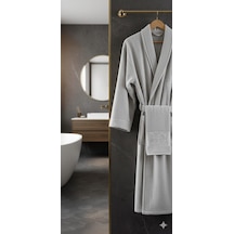 Belinis %100 Pamuk Otel & Spa Kalitesinde Yumuşak Yüksek Su Emici 1 Adet Bornoz 1 Adet 50 X90 Cm Havlu Renk Gri Açik Gri