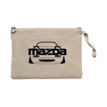 Mazda Rx-7 Text Car Krem Clutch Astarlı Cüzdan / El Çantası