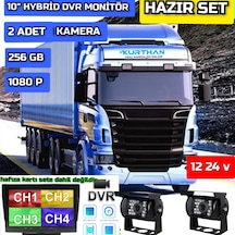 10 ''hybrid Dvr Ekran 2 Adet Ir Ledli Bus Kamera Set 12-24 Volt