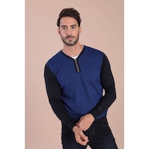 Ferraro V Yaka Superfine Yün Kazak - Lacivert (490433149) Lacivert