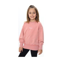Toontoy Kız Çocuk Relax Fit Bisiklet Yaka Düşük Omuz Nakış Baskılı Sweatshirt - 2 İplik Mercan