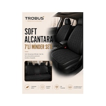 Opel Astra 2000-2004 Üniversal Soft Alkantra Kare Desen 7 Parça Oto Koltuk Minderi Siyah