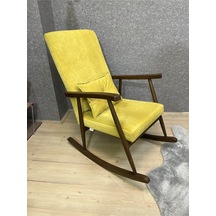 Asedia Trend Ceviz Sarı Sallanan Sandalye Koltuk