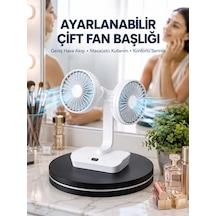 Mey İthalat Ayarlanabilir Hızlı Çift Başlıklı Masaüstü Fan - Gece Lambalı Serinletici