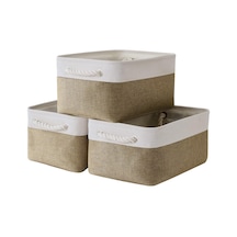 Thewarmhome Düzenleme İçin Saklama Sepeti - 35,5 X 25,4 X 17,78 Cm Orta 3'lü Paket Kolları Raflar İçin Katlanabilir Saklama Kutusu, Organizatör Küpleri İçin Canves Saklama Kutusu Bez Hediye Oyuncak Açık Gri