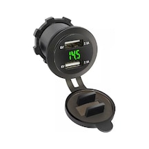 Voltmetreli Usb Portu 4.2a 12v 24v Yeşil Led Işıklı