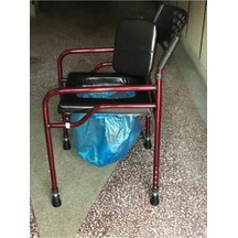 Medikaltec Deri Döşemeli Hasta Tuvaleti Klozeti Sandalyesi Seyyar Tuvalet Kamp Tuvaleti Taşınabilir Tuvalet