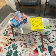 Fawdecor Aynalı Masif Ahşap Orta Sehpa - 80 X 50 Cm Ceviz Rengi