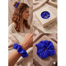 İpeksi Saten Dokulu Düz Renk Kumaş Scrunchie Lastik Toka Farklı Renk Seçenekli Ab Rengi
