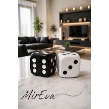 Dekoratif Siyah Beyaz Zar Seti 2'li 9 9 Cm Modern Ev Dekoru, Minimal Masa & Kitaplık Aksesuarı Diğer