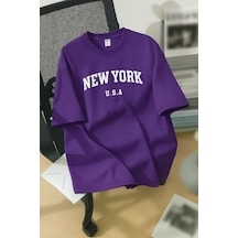 New York U.s.a. Baskılı Unisex Tişört Çok Renkli