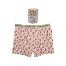Gost Liria- İce Cream Desenli Erkek Boxer Ekru