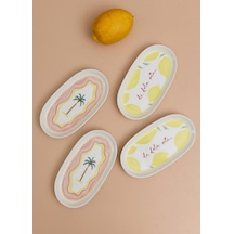 The Mia Italian Summer Oval Servis Tabağı 4lü 17 Cm Çok Renkli