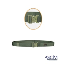Ascim Ayarlanabilir Taktik Kemer Poly-metal Tokalı Dayanıklı Outdoor & Günlük Pantolon Kemeri 3.5 Cm / 145 Cm Yeşil