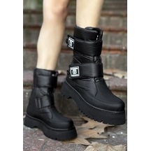 Pabucmarketi Siyah Suni Deri Kadın Kar Botu Çok Renkli Pabucmarketi Siyah Suni Deri Kadın Kar Botu Çok Renkli