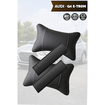 Audi Q4 Etron Uyumlu Deri Kemer Koruyucu Deri Yastık Set Siyah Lüks