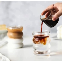 300ml Çift Çidarlı Soğuk Kahve İçecek Şık Desenli Bardak Beyaz